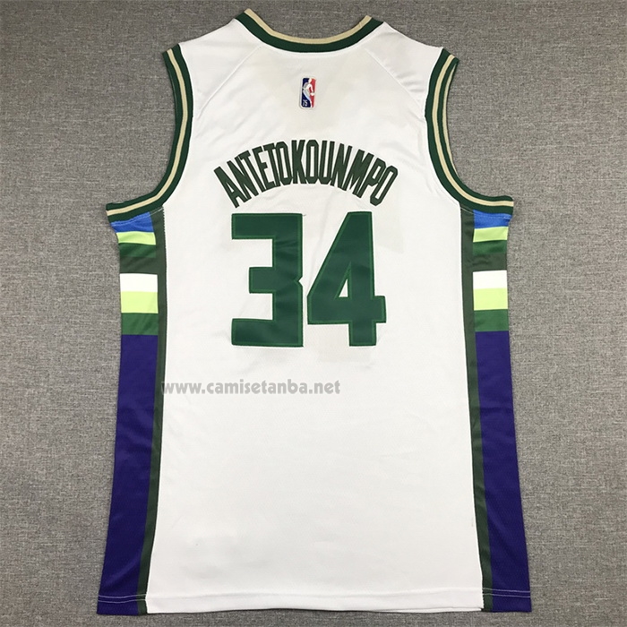 Camiseta Milwaukee Bucks Giannis Antetokounmpo #34 Ciudad 2021-22 Blanco